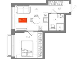 Продается 1-комнатная квартира  Квартал ЩА, сек 2.1, 32.1  м&sup2;, 6990000 рублей