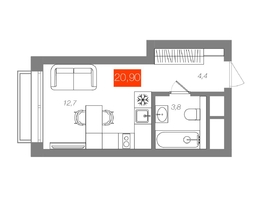 Продается Студия  Квартал ЩА, сек 2.1, 20.9  м&sup2;, 5590000 рублей