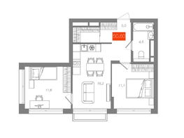 Продается 2-комнатная квартира  Квартал ЩА, сек 2.1, 50.6  м&sup2;, 10990000 рублей