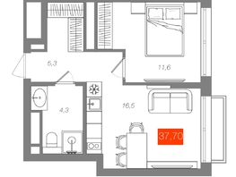 Продается 1-комнатная квартира  Квартал ЩА, сек 2.1, 37.7  м&sup2;, 7990000 рублей