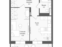 Продается 1-комнатная квартира ЖК Тетрис, корпус 2, 45.4  м&sup2;, 8338000 рублей