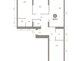 Продается 3-комнатная квартира ЖК Пшеница, 6.1, 87.26  м&sup2;, 12990000 рублей