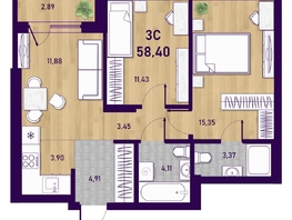 Продается 3-комнатная квартира ЖК Оптимисты, 58.4  м&sup2;, 8800000 рублей