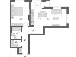 Продается 2-комнатная квартира ЖК ОСКАР, дом 2, 56.5  м&sup2;, 10470000 рублей