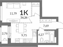 Продается 1-комнатная квартира ЖК Горская Лагуна, 33.5  м&sup2;, 8680000 рублей