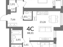 Продается 2-комнатная квартира ЖК Горская Лагуна, 86.6  м&sup2;, 22610000 рублей