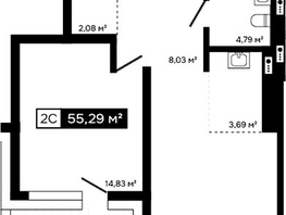 Продается 2-комнатная квартира ЖК Платина, 53.6  м&sup2;, 15405000 рублей