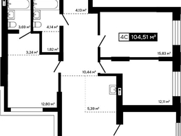 Продается 4-комнатная квартира ЖК Платина, 104.54  м&sup2;, 33407000 рублей