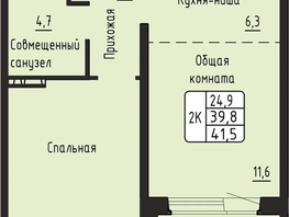 Продается 2-комнатная квартира ЖК Гренландия, Лес дом 6, 41.5  м&sup2;, 6550000 рублей