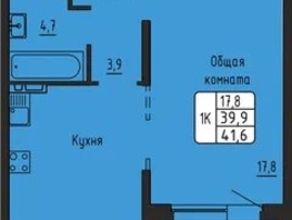 Продается 1-комнатная квартира ЖК Самоцветы, Бирюза дом 3, 41.6  м&sup2;, 7300000 рублей