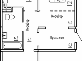 Продается 2-комнатная квартира ЖК Самоцветы, Бирюза дом 1, 70.4  м&sup2;, 7464034 рублей