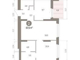 Продается 2-комнатная квартира ЖК Лебедевский квартал, д 1, 57.5  м&sup2;, 10280000 рублей