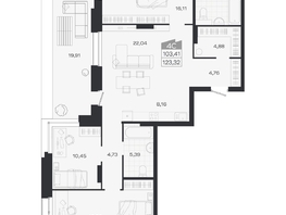Продается 4-комнатная квартира ЖК Ясный берег, дом 19, бс 2-5, 123.32  м&sup2;, 15694000 рублей