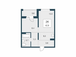 Продается 2-комнатная квартира ЖК Цветной бульвар, дом 4 сек 1, 42.8  м&sup2;, 5750000 рублей