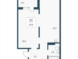 Продается 2-комнатная квартира ЖК Эко-квартал на Кедровой, д 3 сек 2, 54.1  м&sup2;, 8302500 рублей