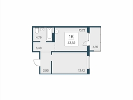 Продается 1-комнатная квартира ЖК Эко-квартал на Кедровой, дом 5, 43.52  м&sup2;, 5450000 рублей
