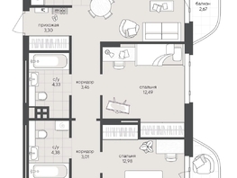 Продается 2-комнатная квартира ЖК Новый Кедровый, дом 2, 73.32  м&sup2;, 12630000 рублей