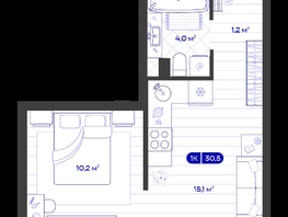 Продается 1-комнатная квартира ЖК Баланс, 4 очередь, 30.49  м&sup2;, 6530000 рублей