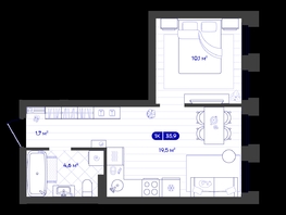 Продается 1-комнатная квартира ЖК Баланс, 4 очередь, 35.9  м&sup2;, 7400000 рублей