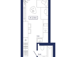 Продается Студия ЖК Юнити Центр, 23.6  м&sup2;, 8800000 рублей
