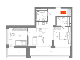 Продается 2-комнатная квартира  Квартал ЩА, сек 2.1, 61.7  м&sup2;, 12690000 рублей