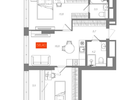 Продается 2-комнатная квартира  Квартал ЩА, сек 2.1, 58.4  м&sup2;, 11990000 рублей