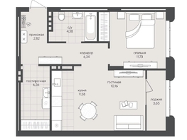 Продается 1-комнатная квартира ЖК Новый Кедровый, дом 2, 54.92  м&sup2;, 10100000 рублей