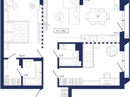 Продается 2-комнатная квартира ЖК Юнити Центр, 76.6  м&sup2;, 19700000 рублей