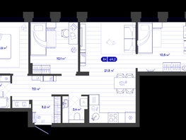 Продается 3-комнатная квартира ЖК Баланс, 4 очередь, 69.19  м&sup2;, 10850000 рублей