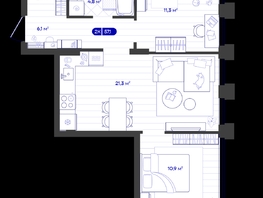 Продается 2-комнатная квартира ЖК Баланс, 4 очередь, 57.07  м&sup2;, 9850000 рублей