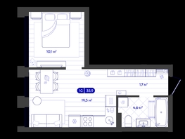 Продается 1-комнатная квартира ЖК Баланс, 4 очередь, 35.9  м&sup2;, 7250000 рублей