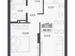 Продается 2-комнатная квартира ЖК Квартал 54, дом 1, 38.8  м&sup2;, 7538000 рублей