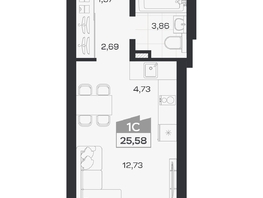 Продается Студия ЖК Квартал 54, дом 1, 25.58  м&sup2;, 5316000 рублей