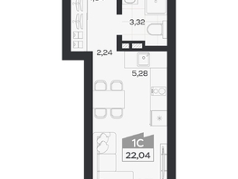 Продается Студия ЖК Квартал 54, дом 1, 22.04  м&sup2;, 4803000 рублей