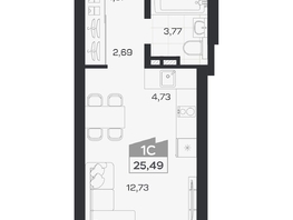 Продается Студия ЖК Квартал 54, дом 1, 25.46  м&sup2;, 5572000 рублей