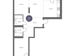 Продается 3-комнатная квартира  Квартал на Российской, дом 2, 79.18  м&sup2;, 15890000 рублей