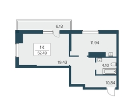 Продается 1-комнатная квартира ЖК Расцветай на Зорге, дом 3, 53.5  м&sup2;, 4840000 рублей
