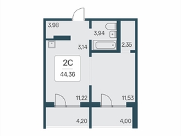 Продается 2-комнатная квартира ЖК Эко-квартал на Кедровой, дом 7, 44.36  м&sup2;, 5500000 рублей