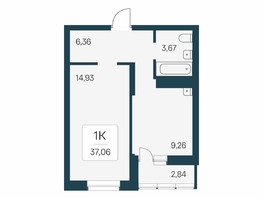 Продается 1-комнатная квартира ЖК Расцветай на Бугринской роще, 37.06  м&sup2;, 5980000 рублей
