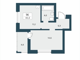Продается 1-комнатная квартира ЖК Расцветай на Учительской, 40.3  м&sup2;, 7150000 рублей