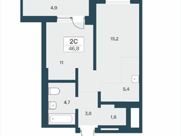 Продается 2-комнатная квартира ЖК Расцветай на Учительской, 46.8  м&sup2;, 7400000 рублей