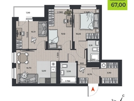 Продается 4-комнатная квартира ЖК ДНК, 67  м&sup2;, 9017100 рублей