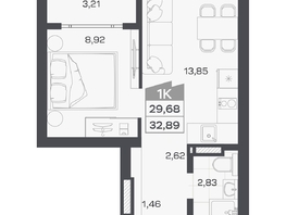 Продается 1-комнатная квартира ЖК Квартал 54, дом 1, 29.68  м&sup2;, 6795000 рублей
