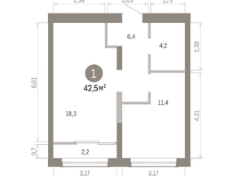 Продается 1-комнатная квартира ЖК Европейский берег, дом 46, 42.46  м&sup2;, 8770000 рублей