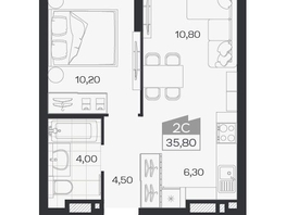 Продается 2-комнатная квартира ЖК Ясный берег, дом 33, 35.8  м&sup2;, 7269000 рублей