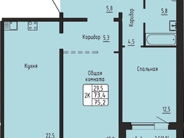 Продается 2-комнатная квартира ЖК Самоцветы, Бирюза дом 3, 75.2  м&sup2;, 7100000 рублей