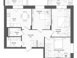 Продается 3-комнатная квартира ЖК Тетрис, корпус 2, 79.7  м&sup2;, 14022000 рублей