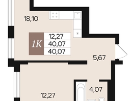 Продается 1-комнатная квартира ЖК Роза ветров, 40.07  м&sup2;, 6455920 рублей