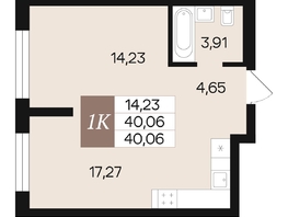 Продается 1-комнатная квартира ЖК Роза ветров, 40.06  м&sup2;, 6724360 рублей