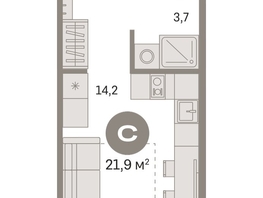 Продается Студия ЖК Пшеница, дом 2.1, 21.5  м&sup2;, 4140000 рублей